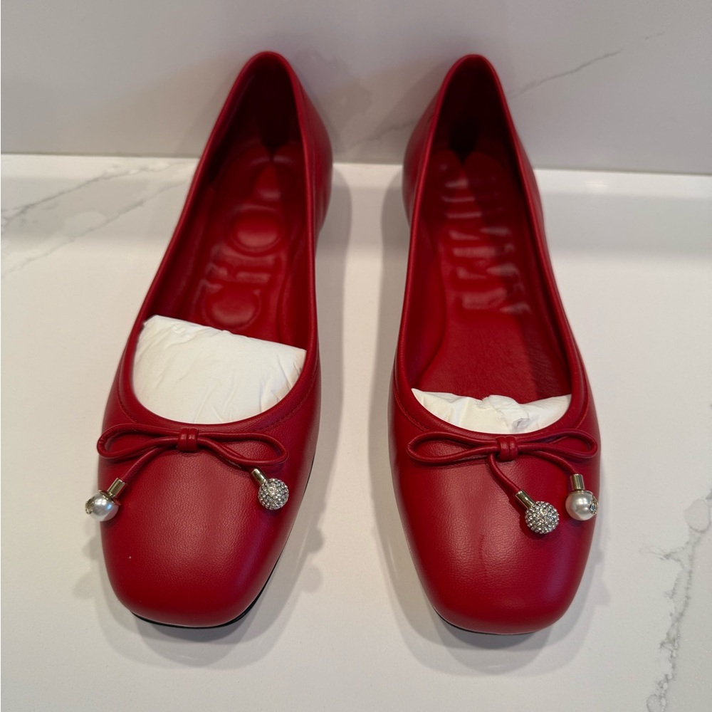 NWT!-{Jimmy Choo}-Size:39-Elme Flat in Red - Picture 6 of 9